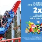 Tibidabo 2x1 La Caixa 2026 infographic showing discount tickets, Barcelona amusement park attractions, panoramic city views, and money-saving travel tips.”